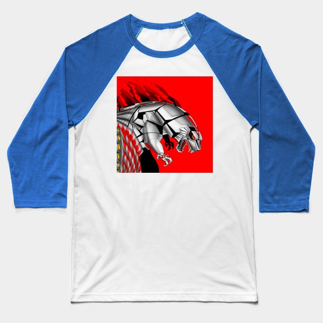 the cyborg mechagodzilla kaiju Baseball T-Shirt by jorge_lebeau